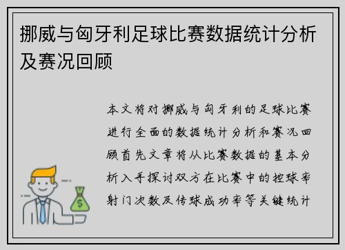 挪威与匈牙利足球比赛数据统计分析及赛况回顾